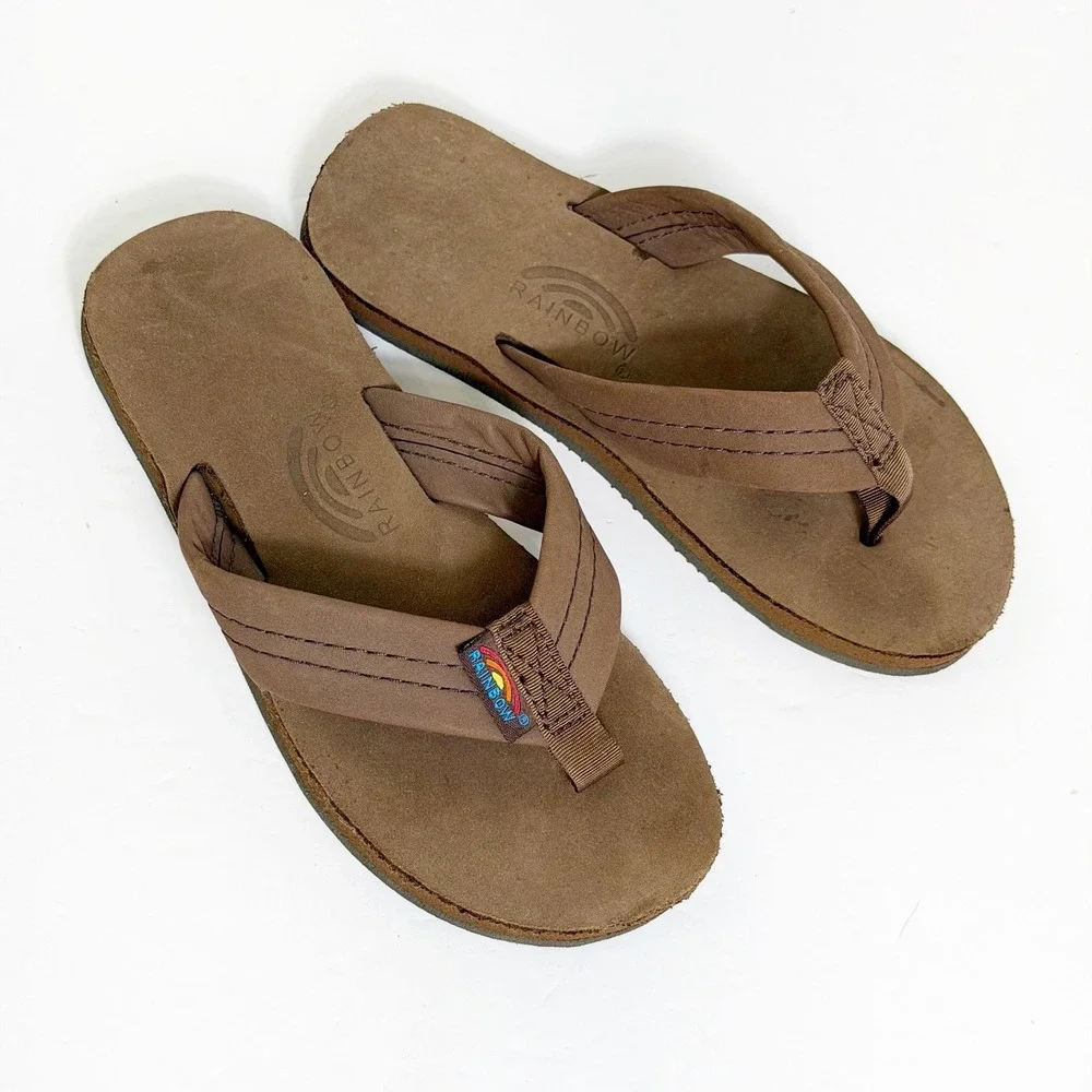 Rainbow Sandals Flip Flops Boys Size 12/1 Sierra Brown Premier Leather Thong